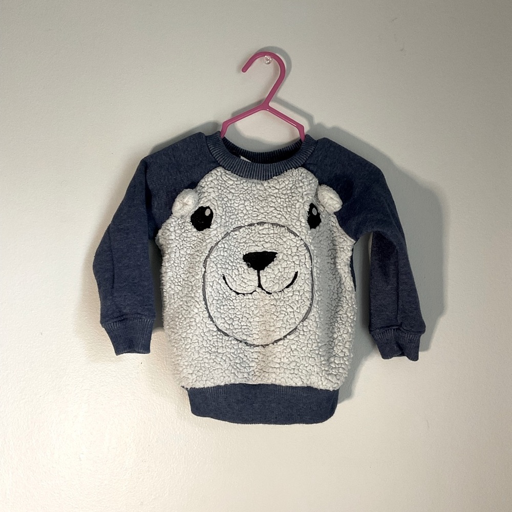 Kidgets boys faux Sherpa bear outfit size 12 months in blue